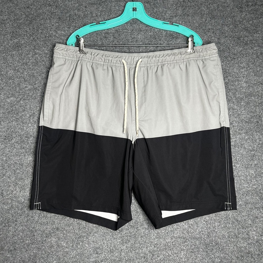 Trinity Coast Mens 2XLT Grey Black Colorblock Swim Trunks Board Shorts